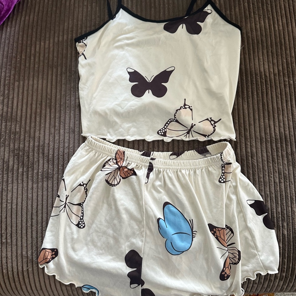 Butterfly Print Tank Top and Shorts Set
